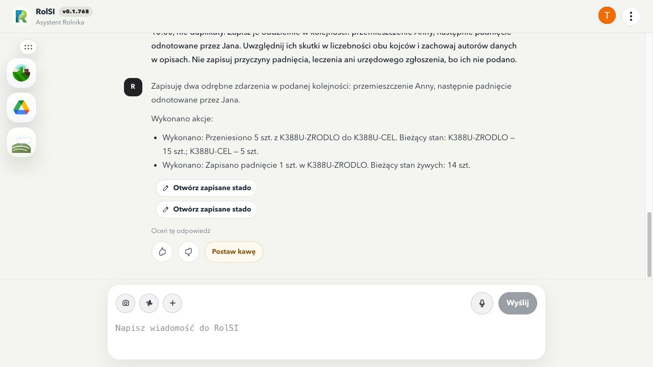 Fikcyjny test dwóch zdarzeń: przemieszczenie pięciu sztuk i odrębne padnięcie jednej, z końcowym stanem 14 i 5