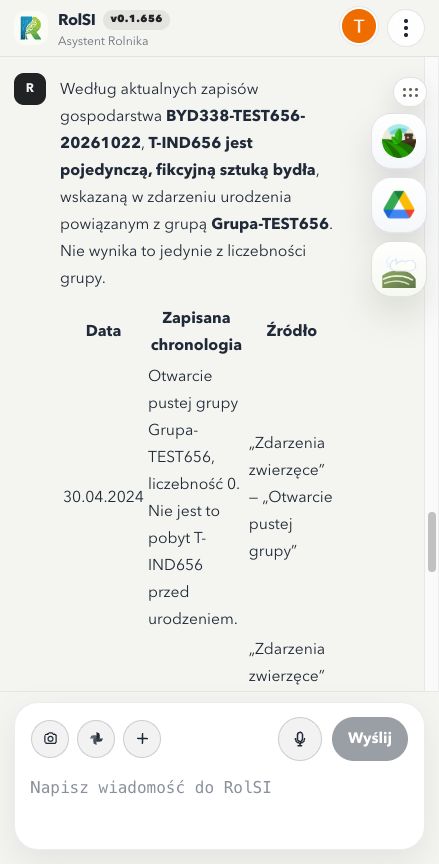 Mobilny odczyt indywidualnej sztuki T-IND656 i źródła jej chronologii w fikcyjnym gospodarstwie testowym